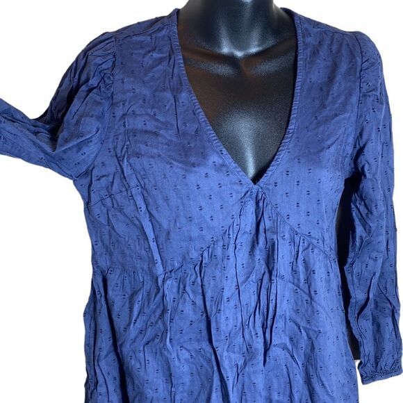Old navy puff sleeve clip dot mini swing dress xs new blue long sleeve - Picture 4 of 9